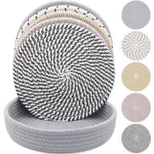 10 Inch Trivets for Hot Dishes, Hot Pots and Pans, Extra Large Thick Heat Resistant Large Coaster, Hot Pads, Kitchen Essentials, Pot Holders for Countertop with Storage Basket, 5 Pcs