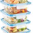 Snapware Glass Total Solutions (5-Pack, 4 Cup) Food Storage Containers Set, Airtight & Leakproof Plastic Locking BPA-Free Lids, Freezer Dishwasher Microwave Safe (10 PIECE)