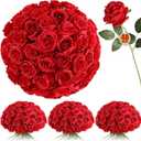 Luyue 40PCS Red Roses Artificial Flowers - Long Stem Fake Roses Bouquet Silk Red Flowers Artificial Rose for Wedding Centerpiece Home Decor & Valentines Floral Arrangement
