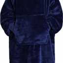 Waitu Wearable Blanket for Kids, Wearable Blanket Hoodie for Teens Girls Boys, Warm Blanket Sweatshirt Gift for Teenage, Hoodie Blanket with Sleeves - Navy