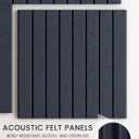 Bumusty Large Cork Board Alternative-48 x 36" Felt Bulletin Board Tiles, with 30 Pushpins, 70 Adhesive Tabs, Fine-Stripe 12-Pack, Cork Boards for Office Push Pin Board-Deep Charcoal Blue