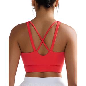 RUNNING GIRL High Impact Sports Bras for Women, High Support Running Sports Bra Moulded Cup Strappy Sports Bras (Red, S)