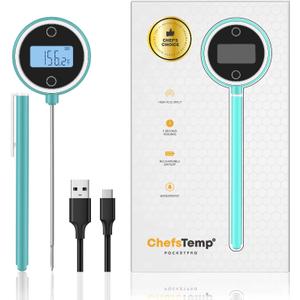 CHEFSTEMP Pocket Pro Instant Read Meat 1-Second Digital Meat Thermometer for Grilling, Food, BBQ, Kitchen Cooking, Oil Deep Frying & Candy (Light Blue)