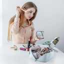 GAGAKU Large Travel Makeup Bag for Women Waterproof - Cosmetic Toiletry Organizer, Makeup Pouch for Girls - Color Blue