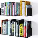 Wallniture Bali Floating Wall Mount Metal U Shape Shelf Book CD DVD Storage Display Bookcase Black Set of 2