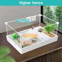 Small Turtle Starter Kit with Integrated Pump, Basking Light, Clear Acrylic 3-Layer Easy Cleaning Turtle Tank Aquarium for Small Reptiles