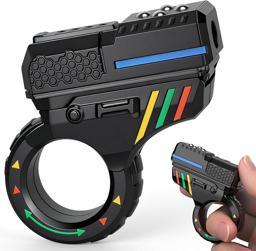 3D Fidget Spinner Slider Toy, EDC Finger Ring Pad Clicer Pistol Hand Roller Desk Sensory Play Toy for Focus Stress Relief, Valentine's Day Gift for Boy Teen Men (Plastic) (Multicolored)