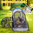 Portable Cat Playpen with Surround Tunnel, 2-Linked-Enclosed Areas, Ideal Cat Tent Outdoor or Cat Playpen for Indoor Cats Enclosed.Breathable Mesh Design for Indoor & Outdoor Use(Grey)