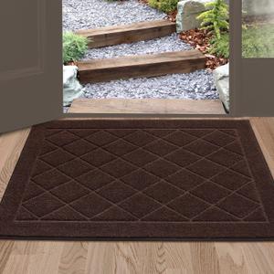 BEQHAUSE Dirt Trapper Door Mat 24" x 36", Doormat Non-Slip Entryway Rugs Washable, Dog Door Mat Stain Resistant and Absorbent Welcome Floor Mat for Front Back Door, Mud Wet Shoes & Paws, Brown