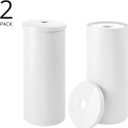 mDesign Plastic Floor Stand Toilet Paper Organizer with Cover, 3-Roll Space-Saving Tissue Storage for Bathroom - Fits Under Sink, Vanity, Shelf, in Cabinet, Corner - Aura Collection - 2 Pack - White