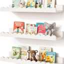 Onlysky Scalloped Shelves, Nursery Book Shelves, Floating Book Shelves for Wall, Toddler Nusery Deocr (16.5 Inches, White)