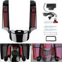 Rear Fender Extension Fascia LED Light Rear Mudguard Kit with Brake/Running/Turn Signals Lights Fit for Harley Touring Road King Street Glide 2014-2022 (Red Lens)