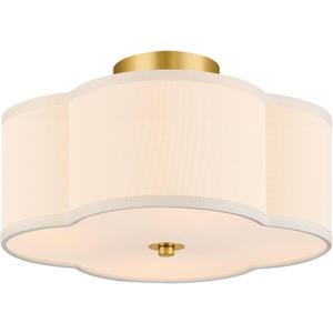VONLUCE Semi Flush Mount Ceiling Light, 12.8" Ceiling Light Fixture with Four Leaf Clover-Shaped, 4-Light Modern Light Fixture for Bedroom Living Room Nursery Hallway, White Shade & Gold Finish