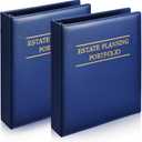 Skyygemm 2 Pcs Estate Planning Portfolio Binder PU Leather 3 Ring Binders with Gold Title and Index Tab Dividers, 11'' x 11.8'' x 2.4'' Estate Planning Organizer(Blue)