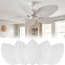 Sintuff 5 Pcs 20 Inch Ceiling Fan Blades Replacement for 52 Inch Ceiling Fans, Palm Leaf Shaped Waterproof Replacement Blades for Broken Substitution Indoor Outdoor Tropical Summer Patio (White)