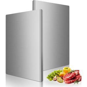 2-Piece Stainless Steel Cutting Board with Lip, Kitchen Chopping Board for Cutting Meat, Veggies and Fruit, 16 12 0.8 inch