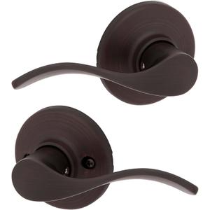 Kwikset Balboa Interior Passage Door Handle, Lever for Closet and Hallway Doors, Reversible Non-Locking Handle Lever, Venetian Bronze, with Microban Protection