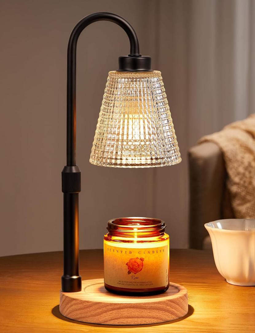 Innqoo Rustic Candle Warmer Lamp with Timer, Dimmable Candle Warmer for Jar Candles, Height Adjustable Wax Melts Warmer, Birthday Gifts for Women Mom, House Warming Gifts New Home Decor, Regular (4.7 in)
