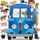 Blue Farm Truck Birthday Decorations, Blue Farm Truck Photo Booth Props with Barnyard Animals Party Decor for Birthday, Baby Shower, Barnyard Party Supplies