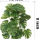2Pack Reptile Fake Plants for Terrarium, Snake Tank Accessories, Habitat Decor Artificial Hanging Plants with Suction Cup - Fake Monstera