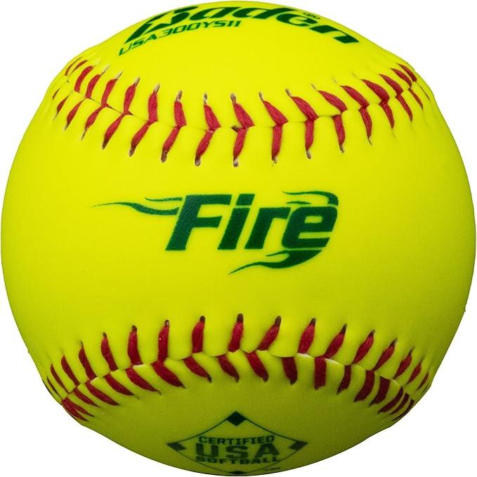 Baden USA (ASA) Fire Synthetic Cover Slowpitch Softballs - 11" High-Durability Balls for Competitive Play | 1 Pack Baden USA (ASA) Fire Synthetic Cover Slowpitch Softballs - 11" High-Durability Balls for Competitive Play | 1 Pack