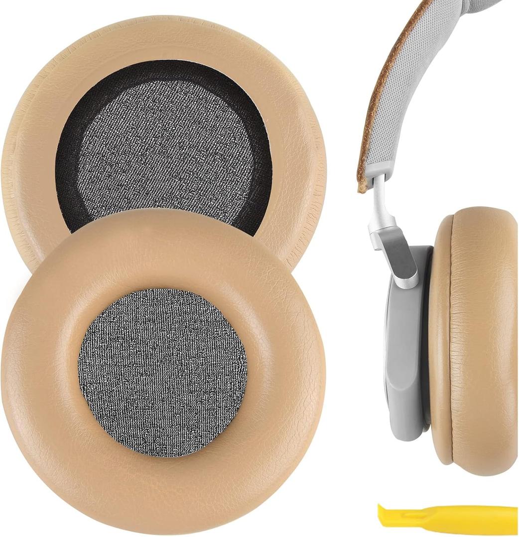 Geekria Replacement Ear Pads for Bang & Olufsen Beoplay H4/ H6/ H7/ H9/ H9i/ HX, Portal Headphones Ear Cushions, Repair Parts (Khaki/No Plastic Clip)