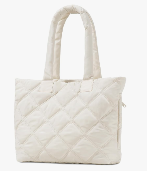 Puffer Tote Bag for Women, Lightweight Quilted Tote Bag with 15.6 Inch Compartment and Zipper for Work, Travel, Gym