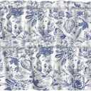 Blue Floral Valances for Windows 2 Pack - Chinoiserie Flower Valance Curtain 54"x18" Farmhouse Leaves Butterfly Short Curtains Window Treatment for Bedroom Living Room Kitchen Windows