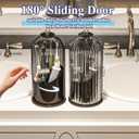 Dustproof Toothbrush Holders with Cover, Rotating Electric Toothbrush and Toothpaste Holder for Bathroom Countertop, 3 Slots Makeup Brushes Organizer, Grey Black