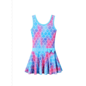 Girls Swimsuit One Piece UPF 50+ Floral Skirted Bathing Suit Modest Beach Swim Dress 3-11 Years 152-158