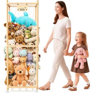 Stuffed Animal Storage, 64In Wooden Large Stuffed Animal Organizer Holder, 64"×22.5"×22.5"