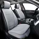 2pc Car Seat Covers, Luxury Car Protectors, Universal Anti-Slip Driver Seat Covers, Edge Wrapping Front Car Seat Covers with PU Leather(Gray)