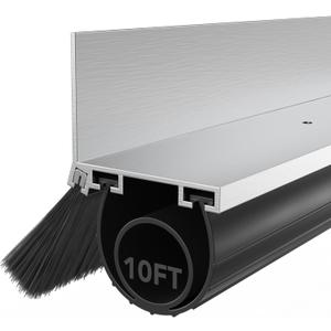 WICHEMI Garage Door Seals Kit 10 FT U+O Door Seal Bottom Rubber with Brush Weather Stripping Door Seal Aluminum Track