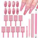 JERCLITY 13 Pieces Pink Series Cat Eye Magnet for Nails Double-Ended Hexagon Strong Nail Magnet Stick for Nail Art Flower Cat Eye Magnetic Pen Line Stripe Magnetic for Cat Eye Gel Polish Nail Art