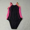 beautyin Big Kids One Piece Athletic Swimsuit for Girls Racerback Teen Bathing Suit Size 16 Black/Rose M