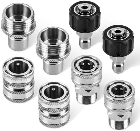 WOJET Pressure Washer Quick Connect Kit, M22 14mm Quick Connect Pressure Washer Fittings, M22 to 3/8 Quick Connect, Garden Hose Quick Connect, Pressure Washer Adapter Set, Stainless Steel Hose Adapter