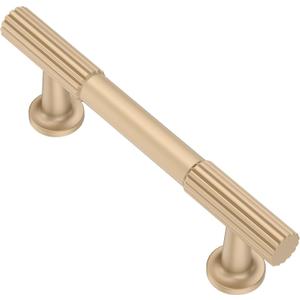 Alzassbg Cabinet Pulls, Champagne Copper, Ridged Bar Handles, 3 Inch(76mm) Hole Centers, Kitchen Handles for cabinets, 10 Pack, AL3095SCG