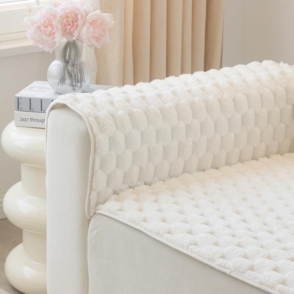 Awjcsv Couch Cover for Dogs Washable, Waterproof Couch Covers for 3 Cushion Couch Sofa Pet Friendly, Soft and Anti Slip (White, 1pc/28"x 28"/Armrest or Backrest Cover)