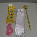 Princess Costume Accessory Set – Gold Crown Headband, Star Wand, White Gloves, Blue Earrings & Gem Brooch for Halloween, Cosplay & Theme Parties