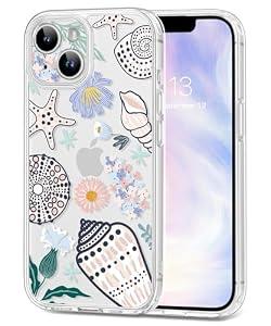 Dibrell for iPhone 13 Case, [Full Camera Protection] [Not Yellowing] [Military-Grade Drop Protection] Cute Clear Slim Shockproof Protective Phone Cover for Women Girls 6.1", Couch Bloom/ Beige