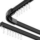Room divider Ceiling Track set for Curtains with hooks, Corner Connectors(Set of 2) and top brackets Curtain Rail System (12-18 ft Track Set) Black