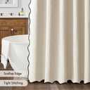 MIULEE 84" Long Scalloped Shower Curtain Linen Textured with 12 Metal Hooks Cute Extra Long Heavy Duty Washable Waterproof Cloth Shower Curtains with Black Border for Bathroom Bathtub, Cream Beige
