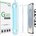 amFilm Auto-alignment OneTouch for Samsung Galaxy S25+ Plus 6.7'' Screen Protector + Camera Lens Protector, Tempered Glass, 30 seconds Installation, Bubble Free, Case Friendly, Anti-Scratch [2+2 Pack]