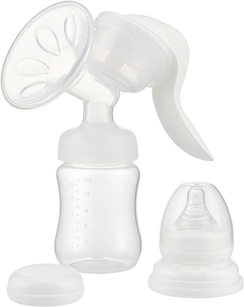 Manual Breast Pump for Breastfeeding  Soft Silicone, BPA-Free, Comfortable & Quiet | Easy to Clean | Complete Bottle & Nipple Set