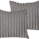 18x18 Throw Pillow Covers Set of 2, Decorative Faux Fur Covers for Bed, Couch Soft Fluffy Pillow Cover with Velvet Back for Living Room, Neutral Home Dcor Accent for Sofa - Dark Gray