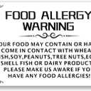 Acrylic Food Allergy Warning Sign 4x6 Sign White