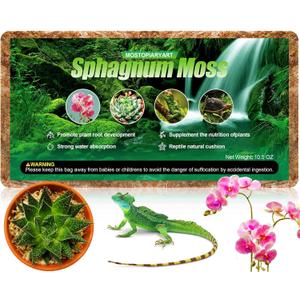 37QT Sphagnum Moss for Plants & Reptiles, 10.5OZ Natural Orchid Moss for Potting Mix & Terrariums