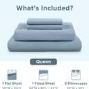 Comfort Spaces 100% Cotton Sheet Set Breathable, Lightweight, Soft with 14" Elastic Pocket Fits up to 16" Mattress, All Season Cozy Bedding, Matching Pillow Case, Queen Blue 4 Piece