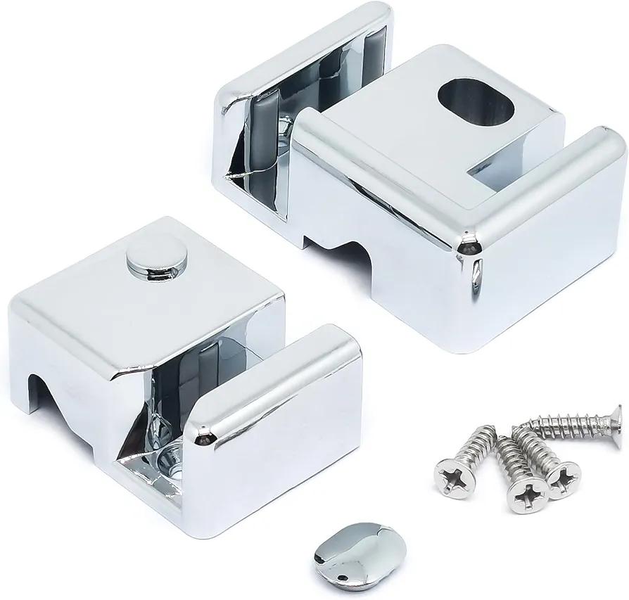 Sliding Shower Door Bottom Guide for 8mm Glass,Bathroom Hardware Accessories Set,Silver,Right Fixing Left Moving,Durable Plastic,1Pack/2Pcs