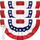3 Pack USA Pleated Fan Flag, 2 X 4 FT American Flag Bunting with Brass Grommets and Zip Ties, Memorial Day Independence Day Patriotic Half Fan Banner Flag Decoration 4th of July Decorations Outdoor